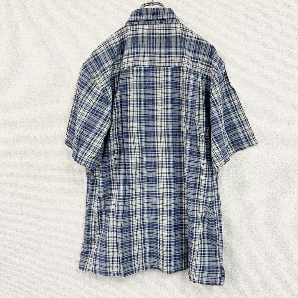 RIP CURL　リップカール　半袖シャツ　総柄　チェック柄　青　ブルー　Pサイズ