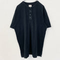 古着 used　MERONA　メローナ　半袖ヘンリーネックTシャツ　無地T　黒　ブラック　レトロデザイン　XLサイズ