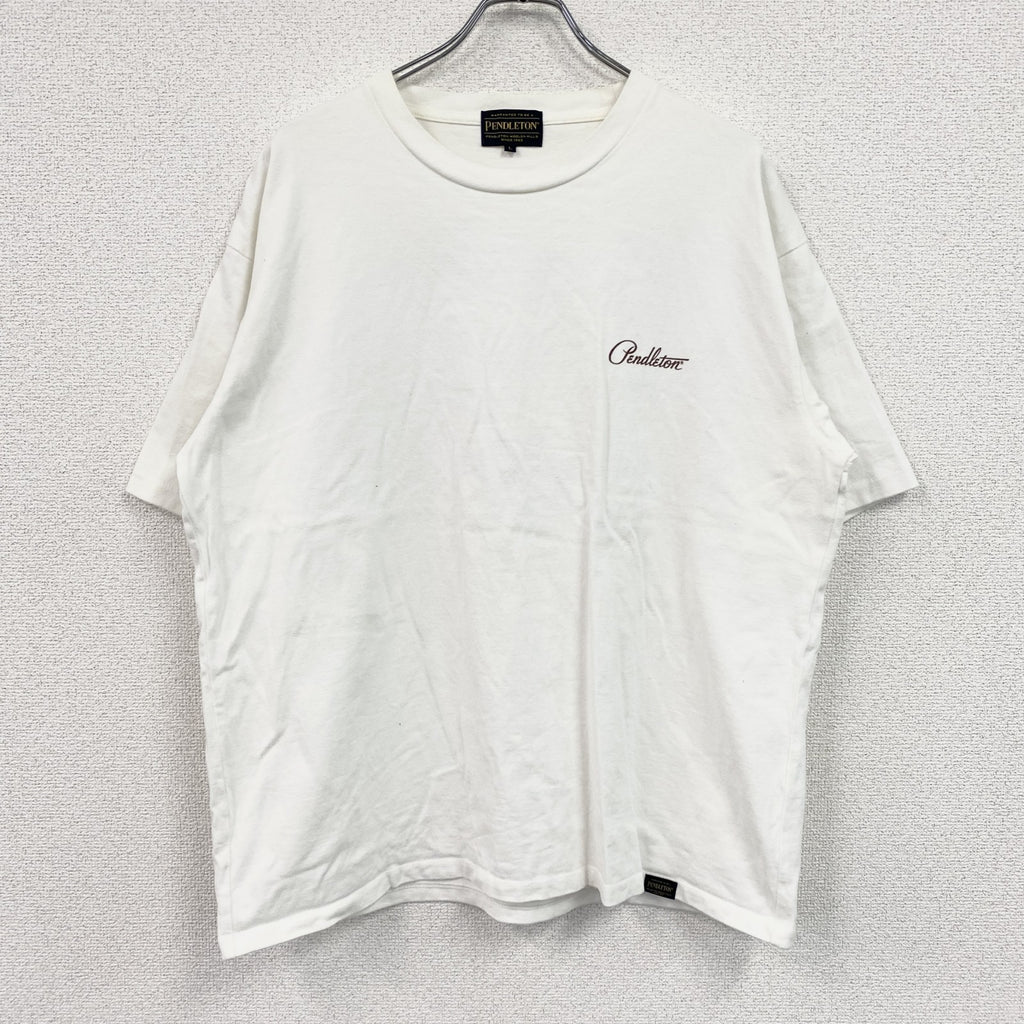 PENDLETON　ペンドルトン　半袖プリントTシャツ　シングルステッチ　ネイティブアメリカン柄　白　ホワイト　Lサイズ