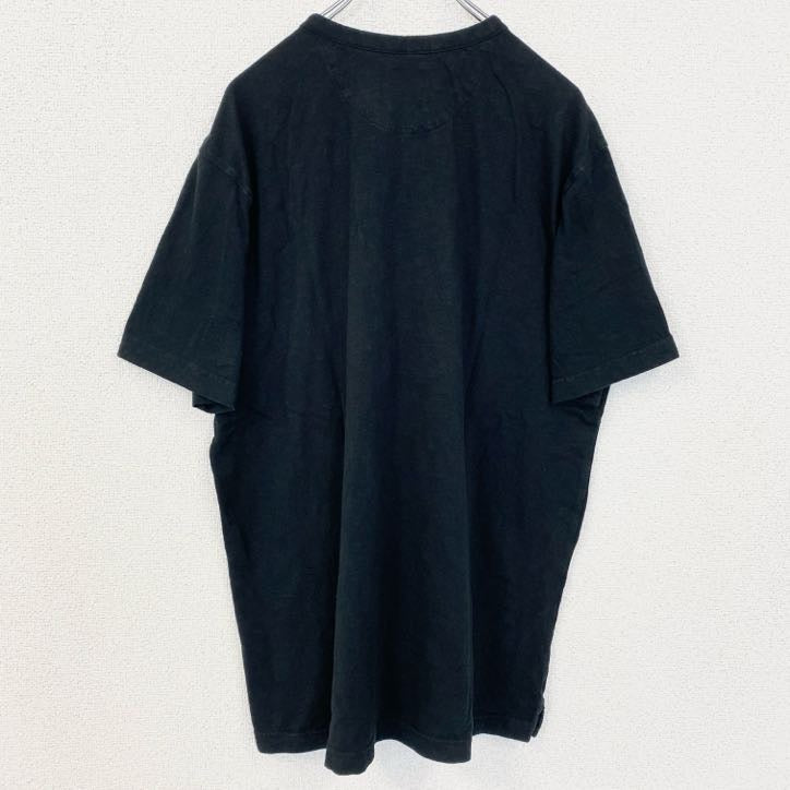 古着 used　MERONA　メローナ　半袖ヘンリーネックTシャツ　無地T　黒　ブラック　レトロデザイン　XLサイズ
