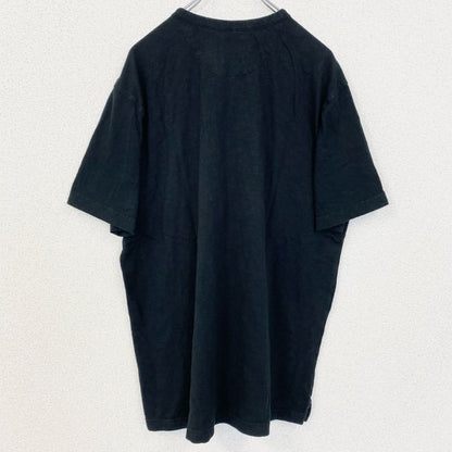 古着 used　MERONA　メローナ　半袖ヘンリーネックTシャツ　無地T　黒　ブラック　レトロデザイン　XLサイズ
