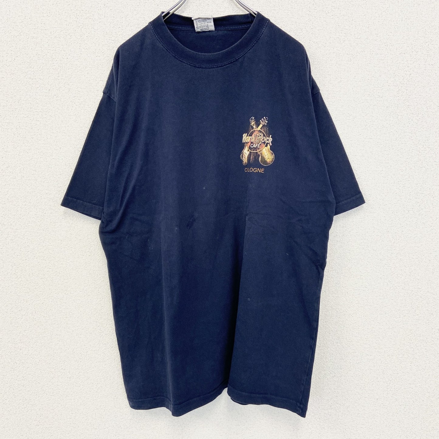 古着 used　Hard Rock CAFE 　半袖プリントビッグTシャツ　レストラン　クルーネック　ネイビー　紺　XLサイズ