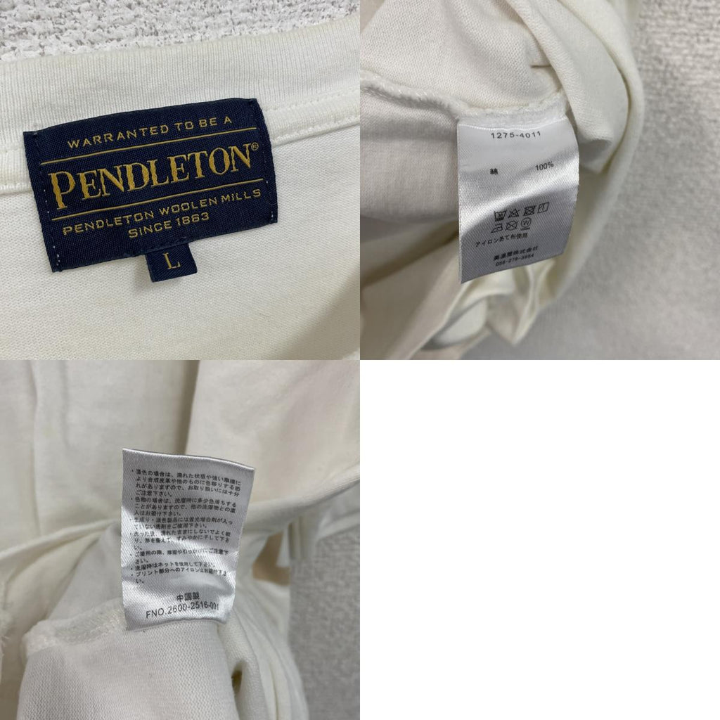 PENDLETON　ペンドルトン　半袖プリントTシャツ　シングルステッチ　ネイティブアメリカン柄　白　ホワイト　Lサイズ