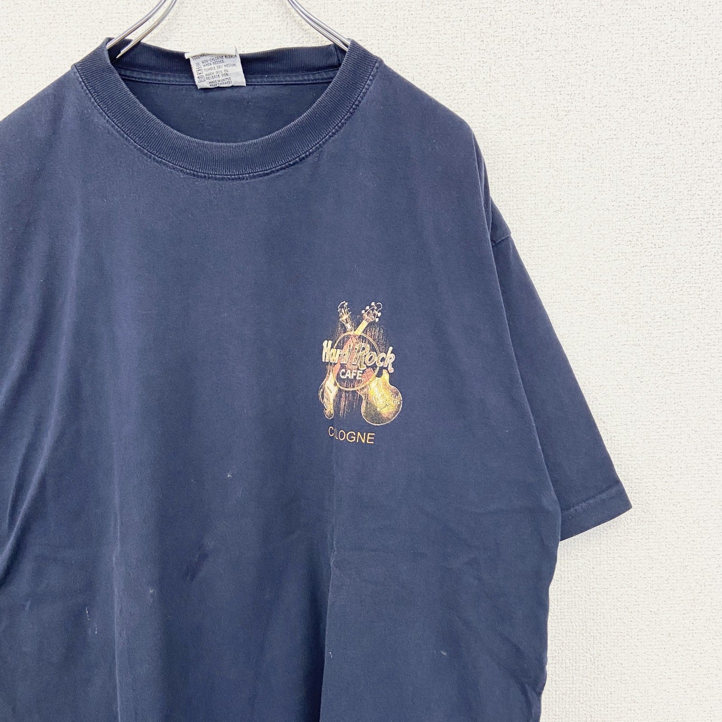 古着 used　Hard Rock CAFE 　半袖プリントビッグTシャツ　レストラン　クルーネック　ネイビー　紺　XLサイズ