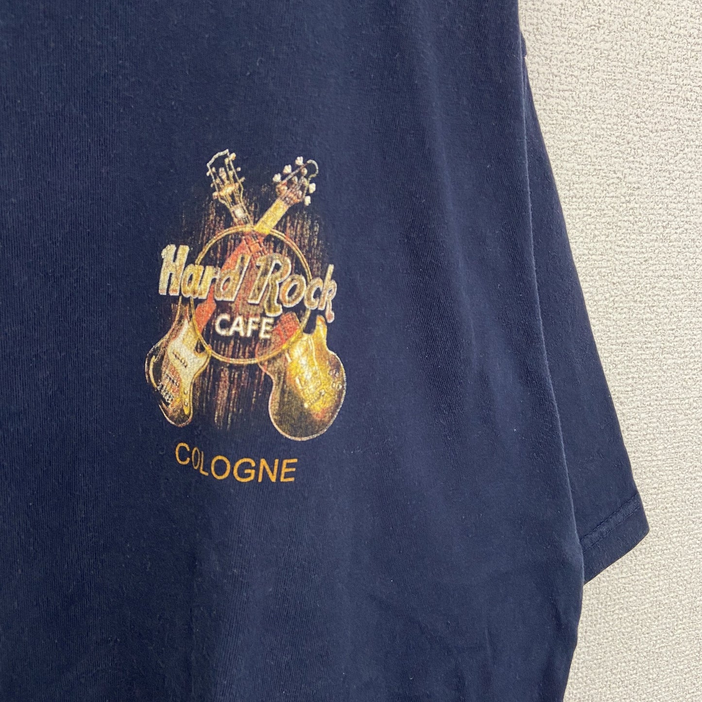 古着 used　Hard Rock CAFE 　半袖プリントビッグTシャツ　レストラン　クルーネック　ネイビー　紺　XLサイズ