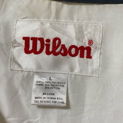 古着 used　WILSON　ウィルソン　長袖フルジップアップブルゾン　ハイネック刺繍ジャンパー　テニス　ホワイト　Lサイズ