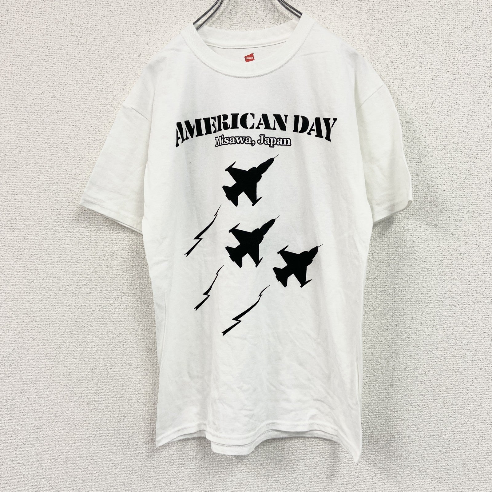 Hanes　ヘインズ　半袖プリントＴシャツ　三沢　TEAM MISAWA　白　ホワイト　Mサイズ