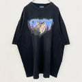 古着 used　SAN MARINO　半袖アニマルプリントTシャツ　オオカミ　ウルフ　黒　ビッグシルエット　5XLサイズ