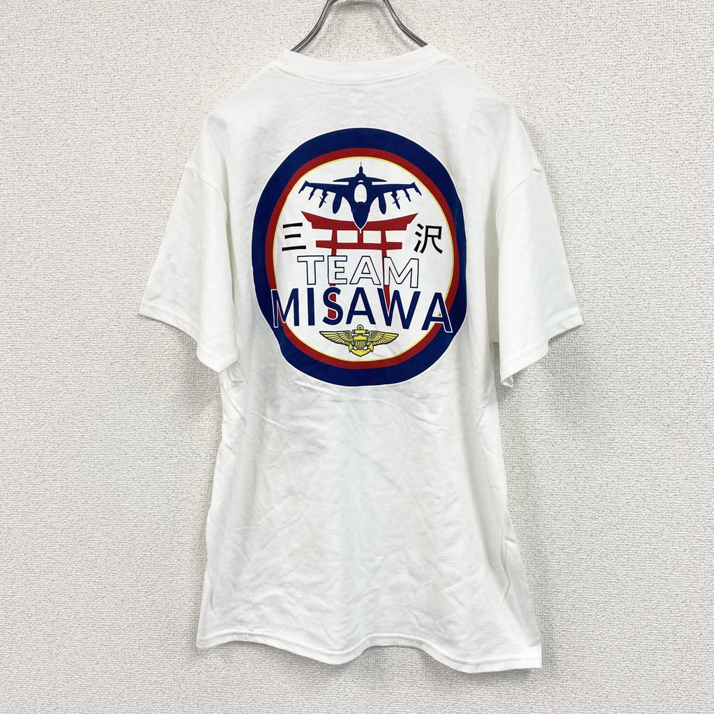 Hanes　ヘインズ　半袖プリントＴシャツ　三沢　TEAM MISAWA　白　ホワイト　Mサイズ