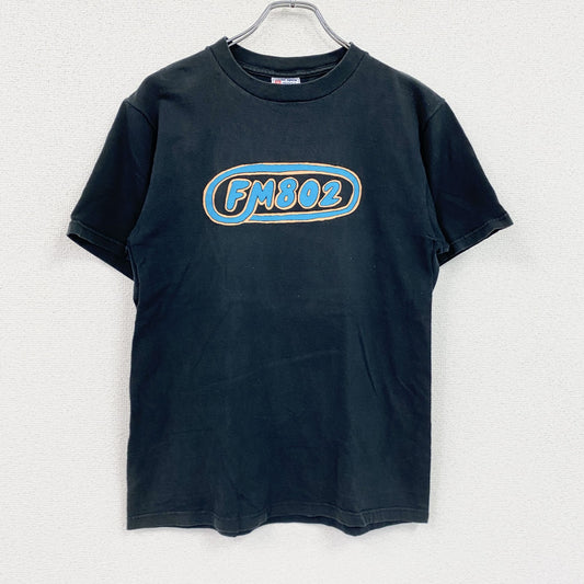 90s　United Sports　FM802　半袖プリントラジオTシャツ　デカロゴ　ヴィンテージ　黒　ブラック　Mサイズ