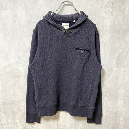 古着 used　BILLY REID ビリーリード　長袖無地ニット　胸ポケット　ボタン　ノームコア　ダークグレー　Mサイズ