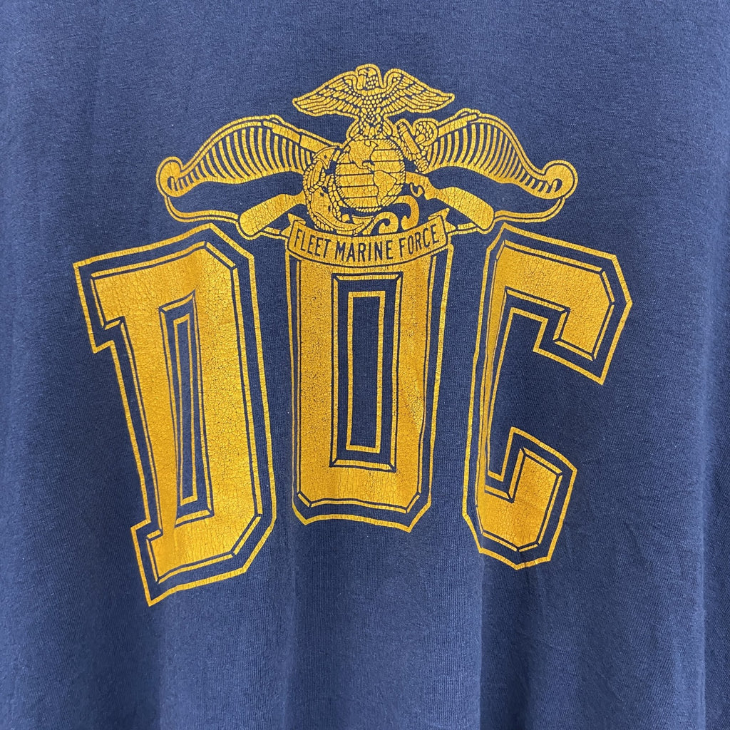 00s　Hanes　ヘインズ　USMC　半袖プリントTシャツ　ヴィンテージ　紺　ネイビー　2XLサイズ