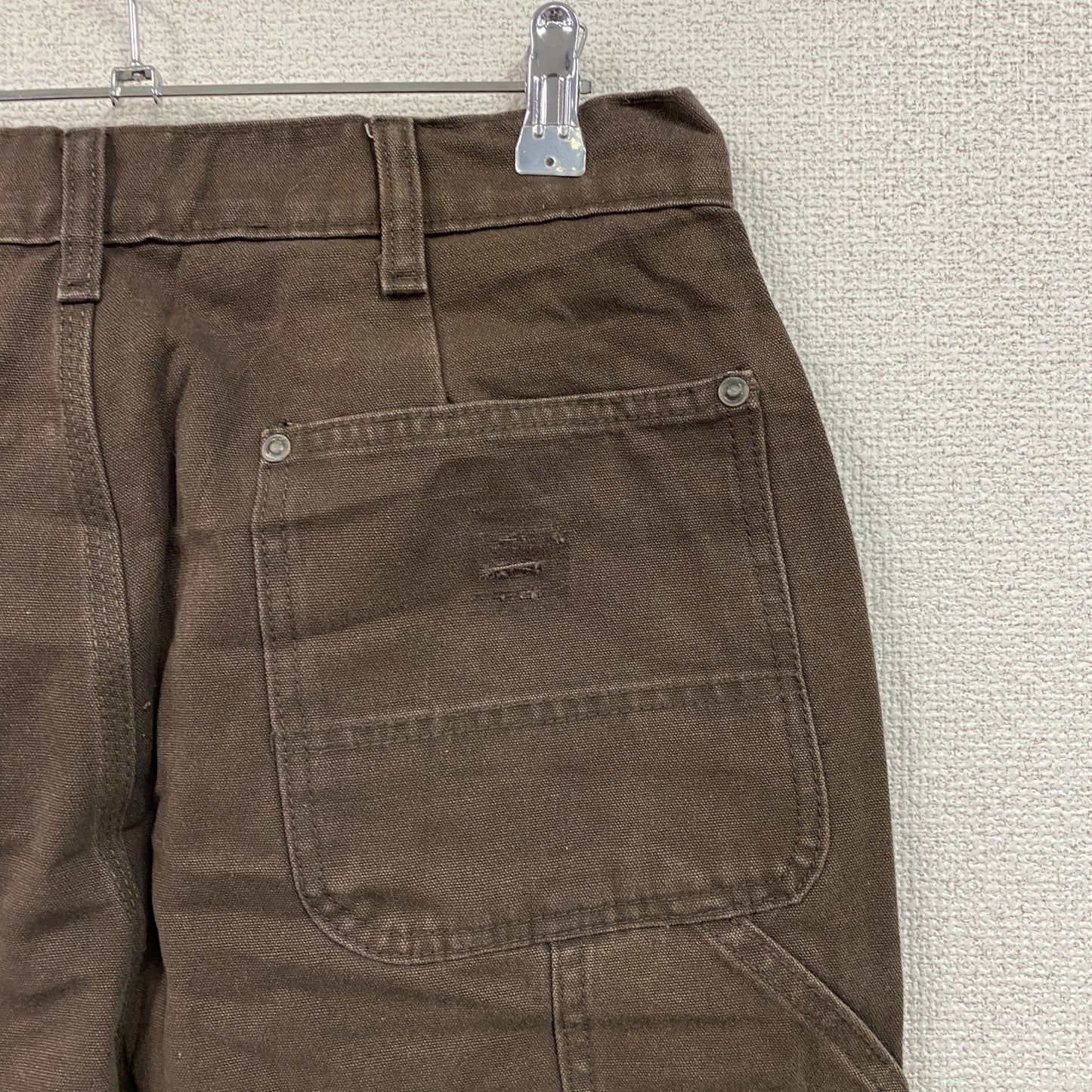 ノーブランド　ダブルニーペインターパンツ　ダックパンツ　ジップフライ　ブラウン