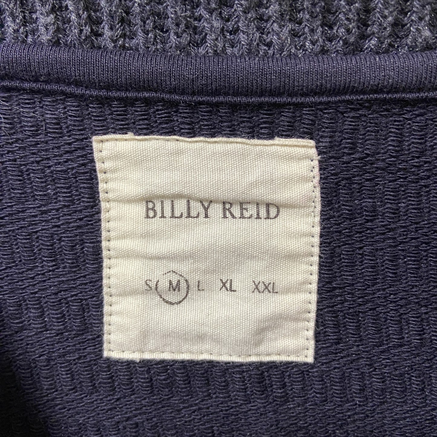 古着 used　BILLY REID ビリーリード　長袖無地ニット　胸ポケット　ボタン　ノームコア　ダークグレー　Mサイズ