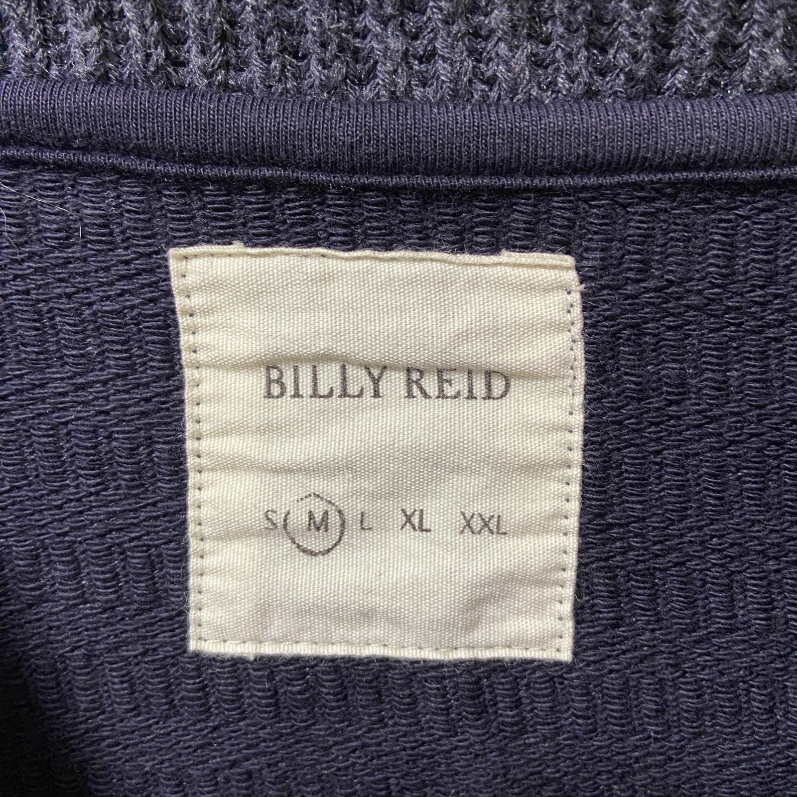 古着 used　BILLY REID ビリーリード　長袖無地ニット　胸ポケット　ボタン　ノームコア　ダークグレー　Mサイズ