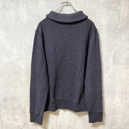 古着 used　BILLY REID ビリーリード　長袖無地ニット　胸ポケット　ボタン　ノームコア　ダークグレー　Mサイズ