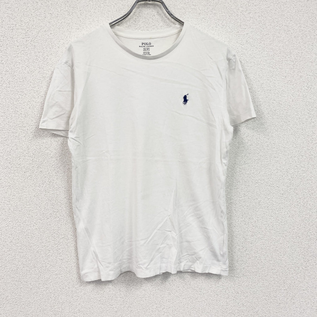 POLO RALPH LAUREN　ラルフローレン　半袖Tシャツ　刺繍ロゴ　ワンポイント　シングルステッチ　白　ホワイト　Sサイズ