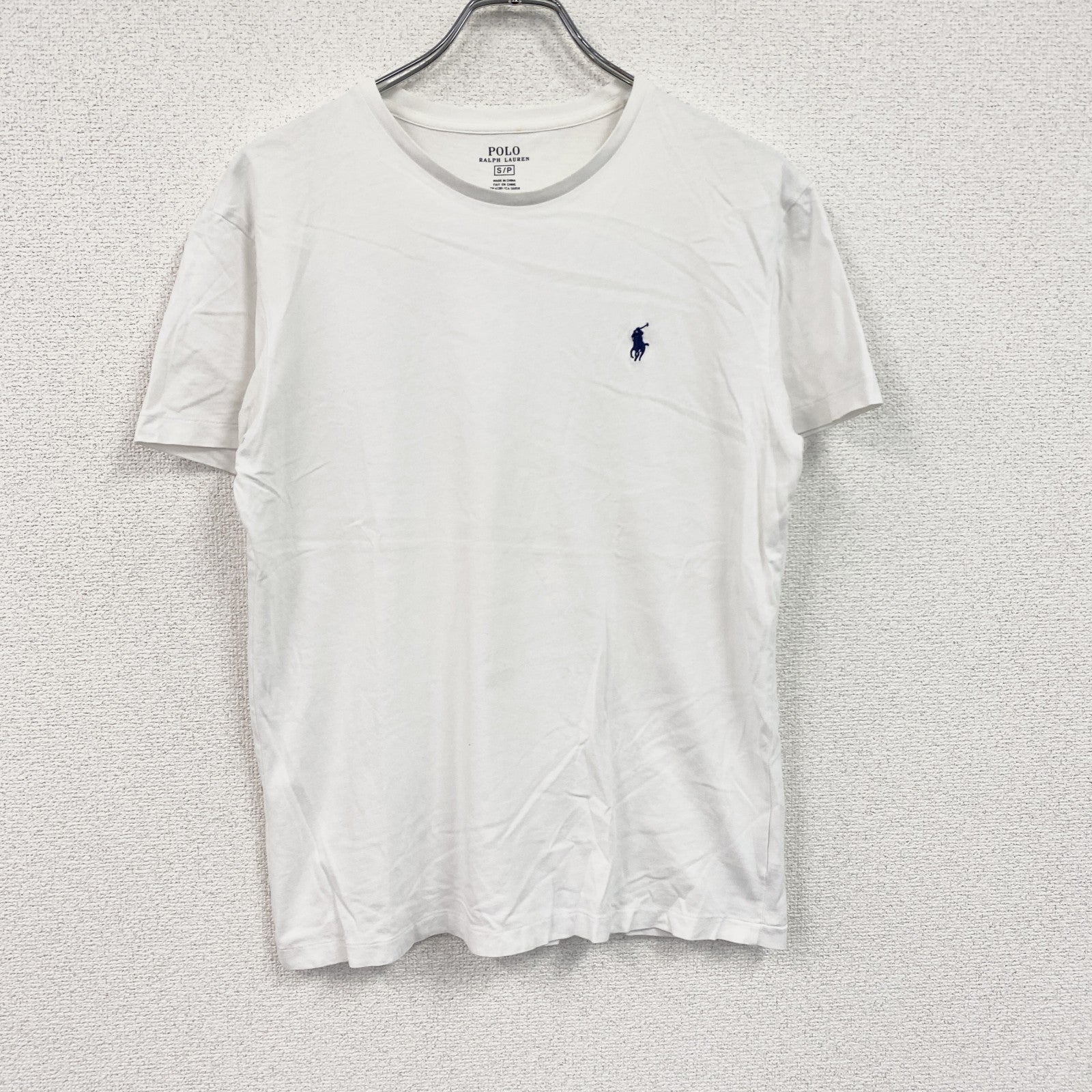 POLO RALPH LAUREN　ラルフローレン　半袖Tシャツ　刺繍ロゴ　ワンポイント　シングルステッチ　白　ホワイト　Sサイズ