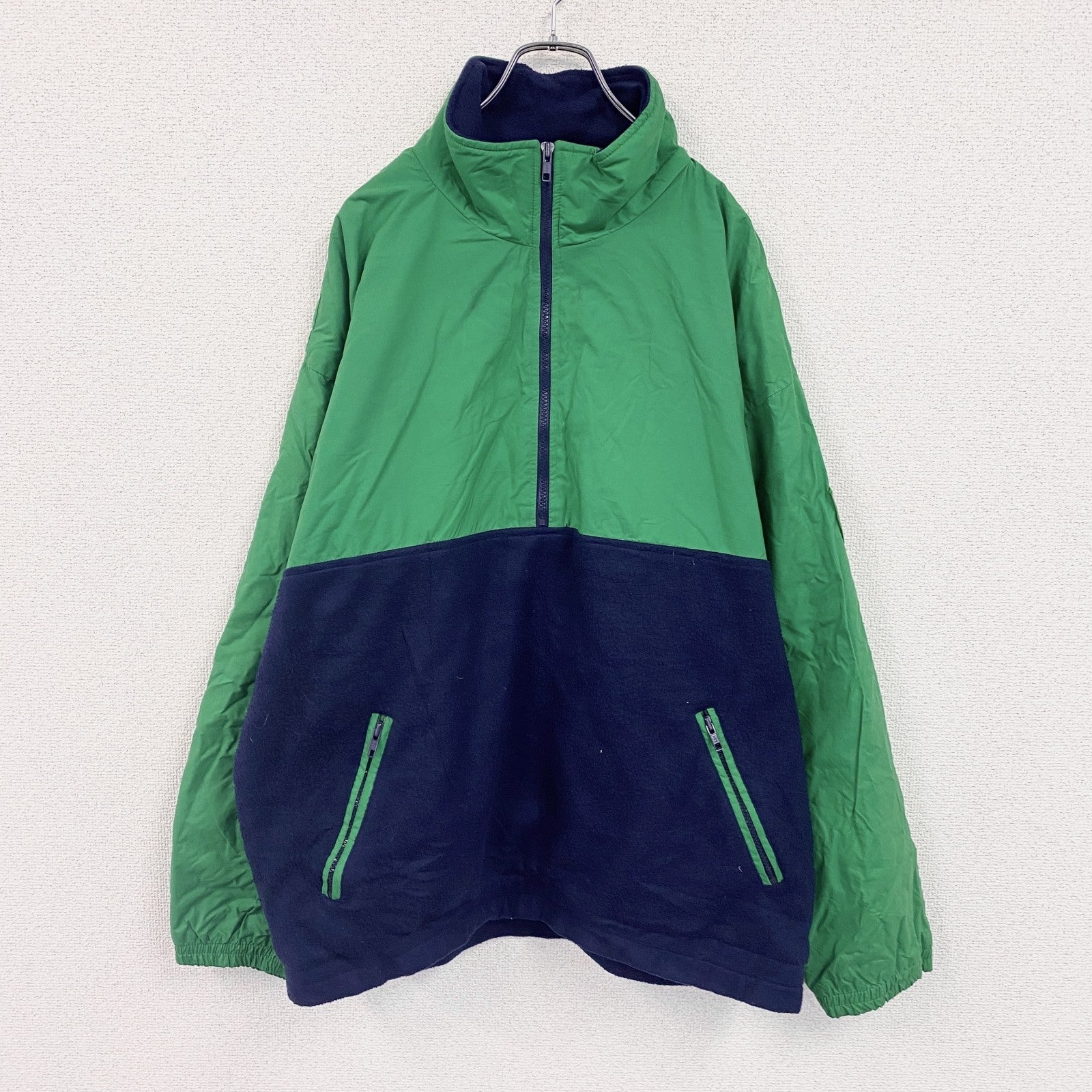 ～90s　OLD GAP　オールドギャップ　ナイロン×フリースプルオーバージャケット　ヴィンテージ　グリーン　ネイビー　XLサイズ