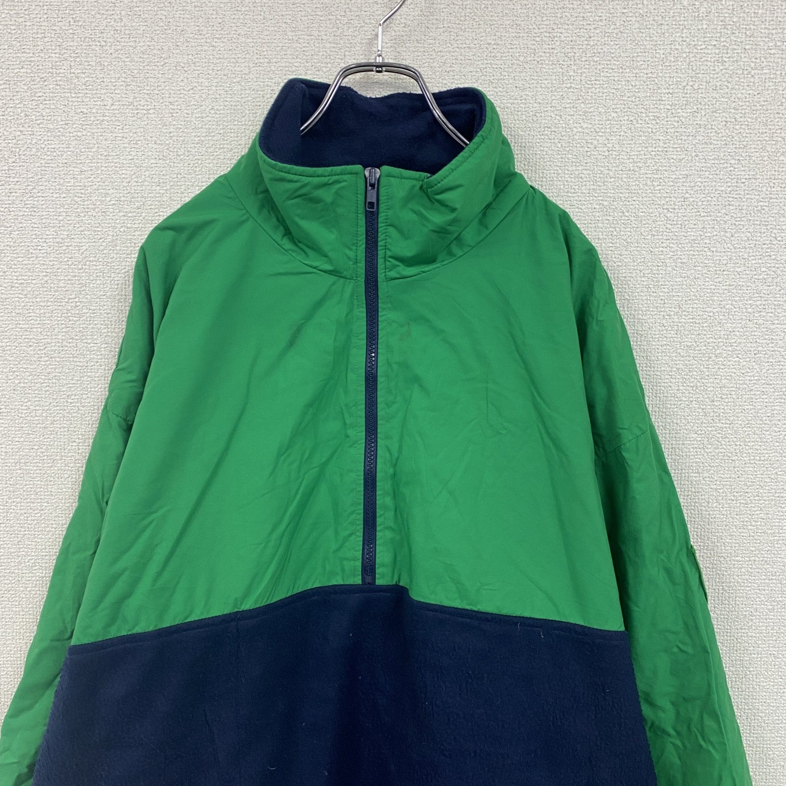 ～90s　OLD GAP　オールドギャップ　ナイロン×フリースプルオーバージャケット　ヴィンテージ　グリーン　ネイビー　XLサイズ