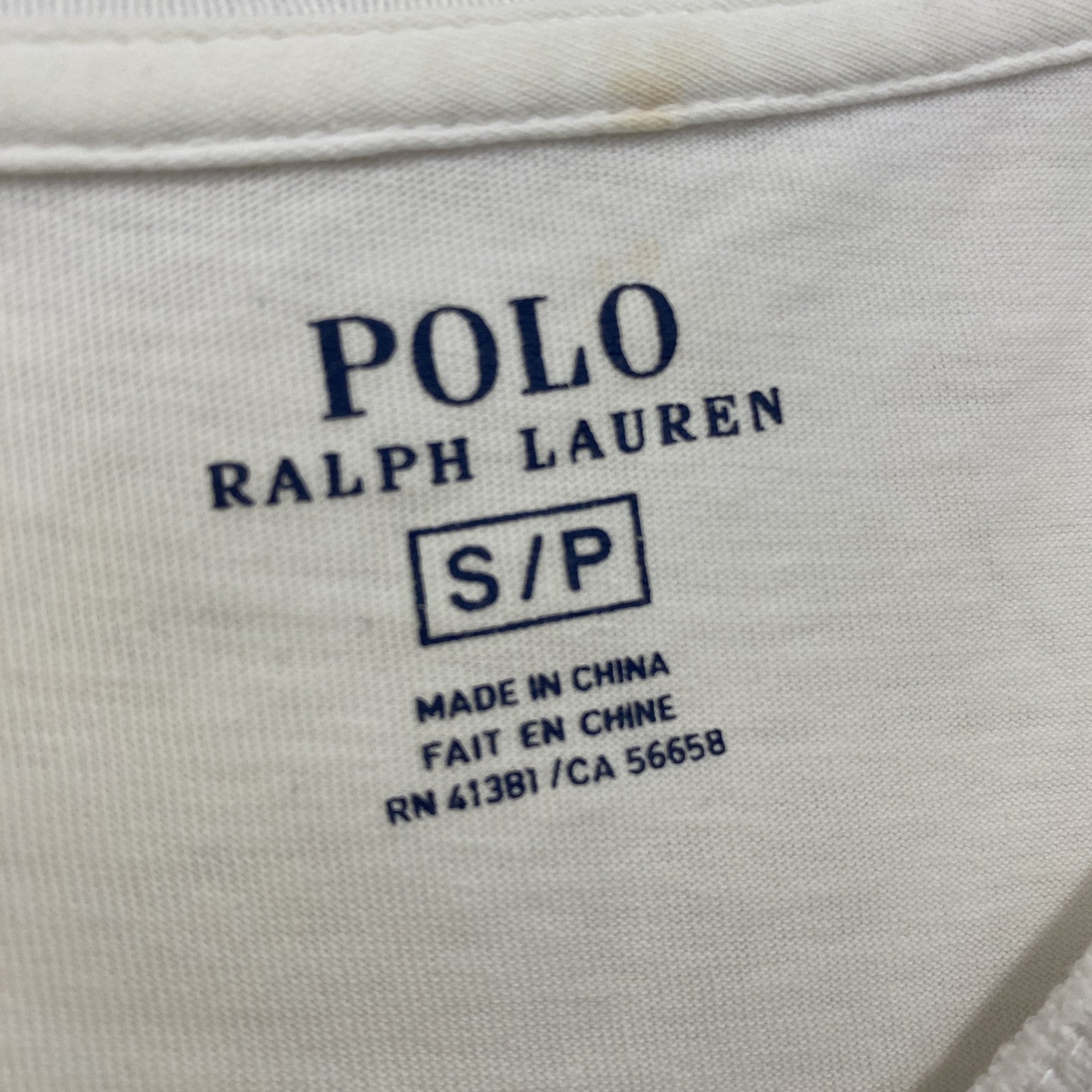 POLO RALPH LAUREN　ラルフローレン　半袖Tシャツ　刺繍ロゴ　ワンポイント　シングルステッチ　白　ホワイト　Sサイズ