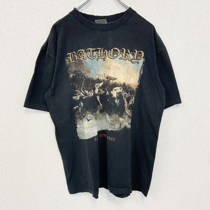 古着 used　pron10　半袖バンドプリントＴシャツ　Bathory　Blood Fire Death　レトロ　黒　Lサイズ