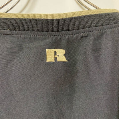 古着 used　RUSSELL　長袖ナイロンプルオーバー　ウィンドブレーカー　刺繡デザイン　ピーチボウル　黒　XLサイズ