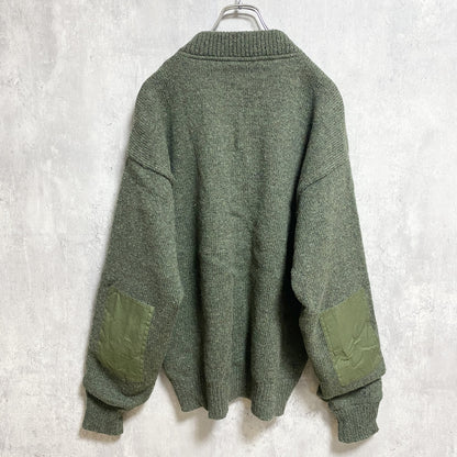 古着 used　～80s　Cabela's カベラス　ヴィンテージ　長袖ハーフボタンニット　セーター　カーキ　肘あて　Lサイズ