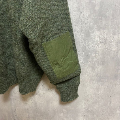 古着 used　～80s　Cabela's カベラス　ヴィンテージ　長袖ハーフボタンニット　セーター　カーキ　肘あて　Lサイズ
