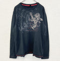 古着 used　MUSH MORE　長袖プリントＴシャツ　ビッグＴ　ライオン　Y2K　クルーネック　レトロ　黒　XXLサイズ