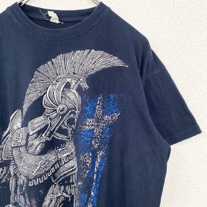 古着 used　90s　00s　半袖ビッグプリントTシャツ　インディアン　騎士　ギリシャ　ネイビー　ヴィンテージ　vintage