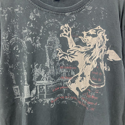 古着 used　MUSH MORE　長袖プリントＴシャツ　ビッグＴ　ライオン　Y2K　クルーネック　レトロ　黒　XXLサイズ