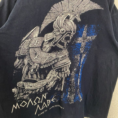 古着 used　90s　00s　半袖ビッグプリントTシャツ　インディアン　騎士　ギリシャ　ネイビー　ヴィンテージ　vintage