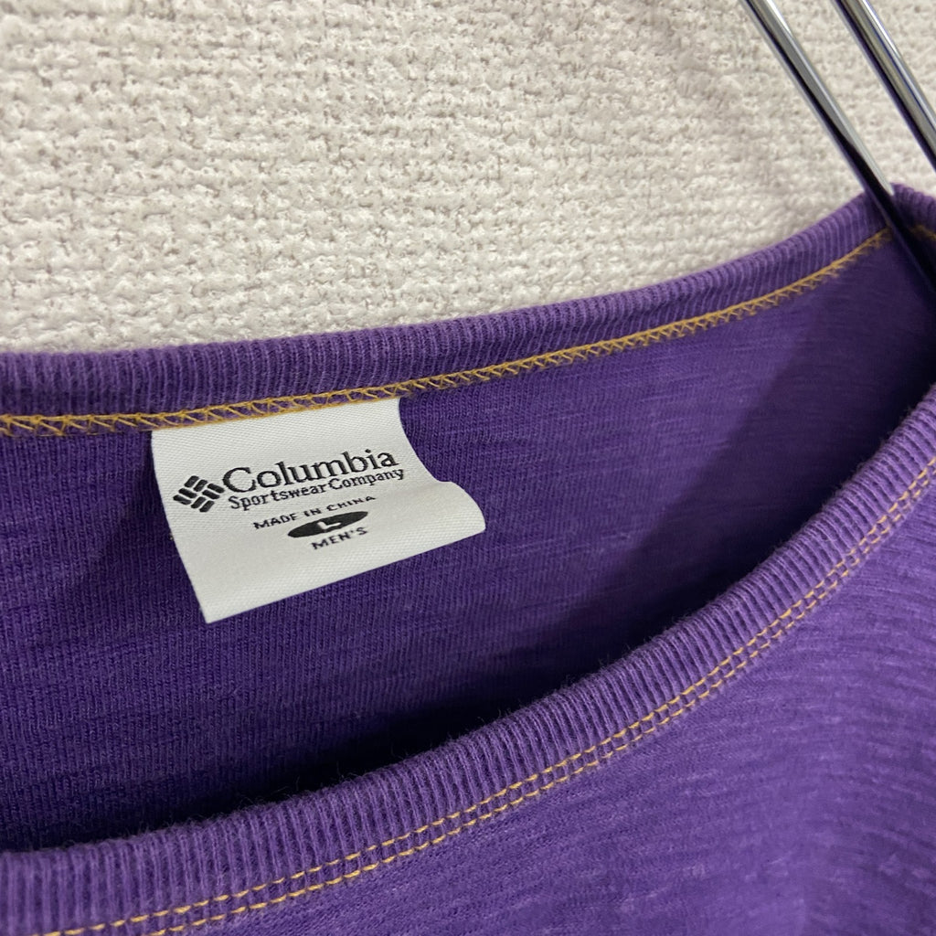 Columbia　コロンビア　長袖Tシャツ/ロンT　ワンポイントロゴ　紫　パープル　Lサイズ