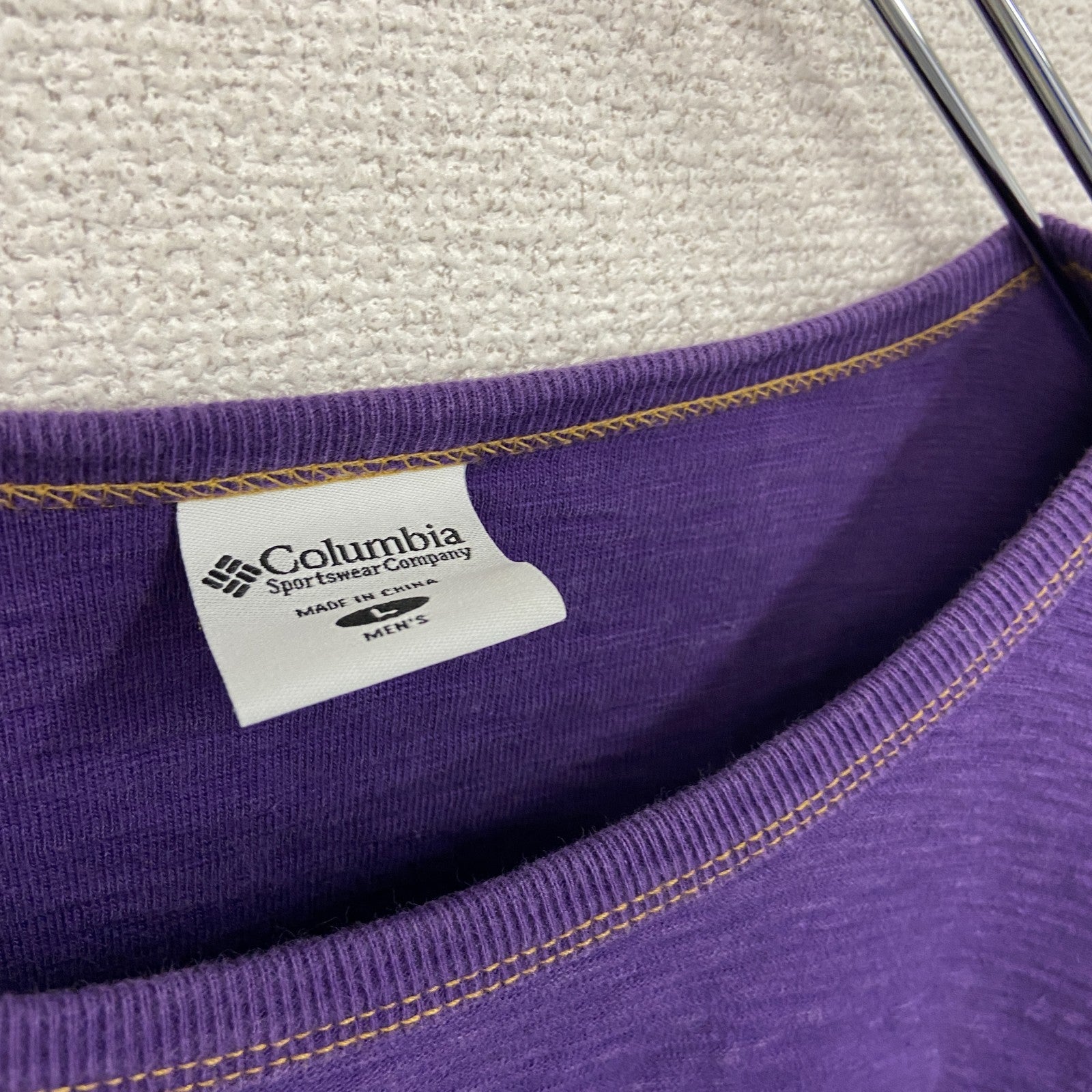 Columbia　コロンビア　長袖Tシャツ/ロンT　ワンポイントロゴ　紫　パープル　Lサイズ