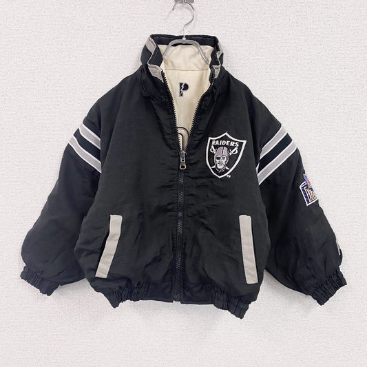 90s　PRO LAYER　RAIDERS　レイダース　フルジップナイロンジャケット　リバーシブル　ブラック　オフホワイト　P/Sサイズ