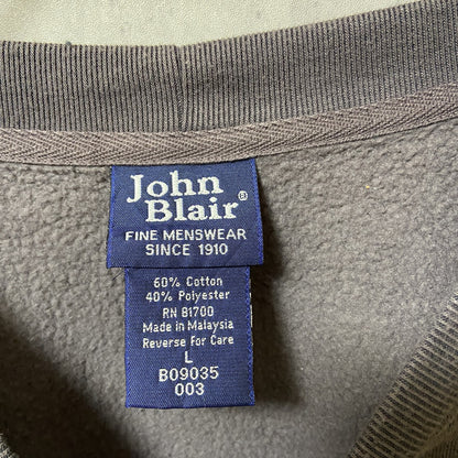 古着 used　John Blair　90s　長袖無地クルーネックスウェット　トレーナー　ポケット　グレー　ヴィンテージ　Lサイズ