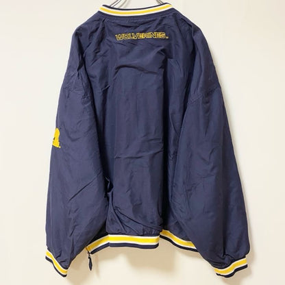 古着 used　TEAM ATHLETICS　長袖ナイロンプルオーバー　刺繍デザイン　ミシガン州　ビッグシルエット　XXLサイズ