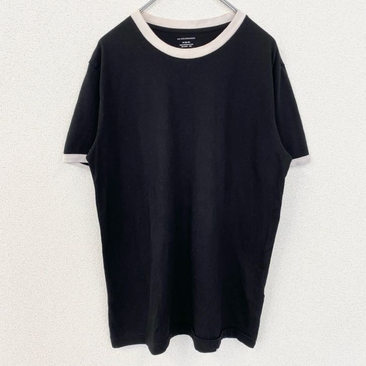 古着 used　NO BOUNDARIES　ノーバウンダリーズ　半袖リンガーTシャツ　黒　ブラック　レトロ　Mサイズ