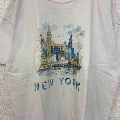 古着 used　FRUIT OF THE LOOM　半袖プリントＴシャツ　ニューヨーク　カジュアル　クルーネック　白　XLサイズ