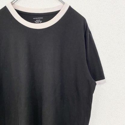 古着 used　NO BOUNDARIES　ノーバウンダリーズ　半袖リンガーTシャツ　黒　ブラック　レトロ　Mサイズ