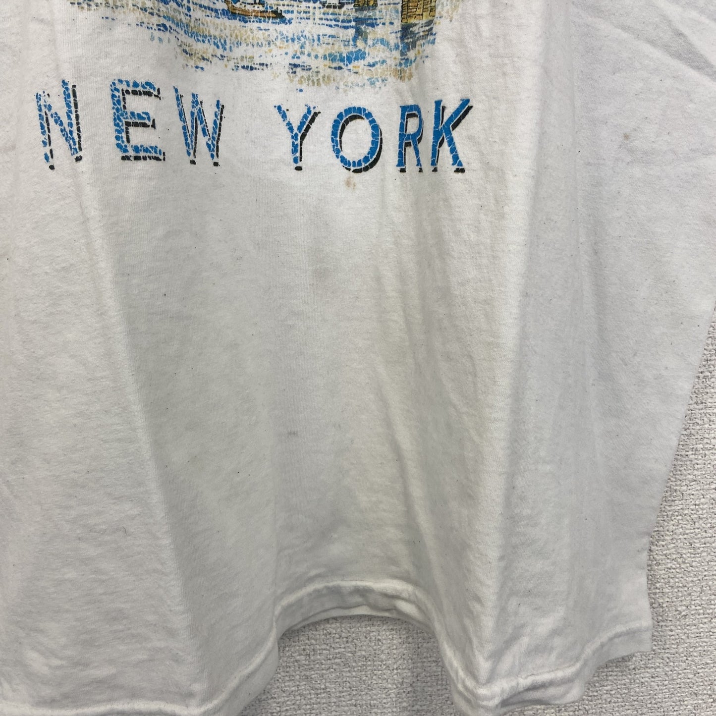 古着 used　FRUIT OF THE LOOM　半袖プリントＴシャツ　ニューヨーク　カジュアル　クルーネック　白　XLサイズ