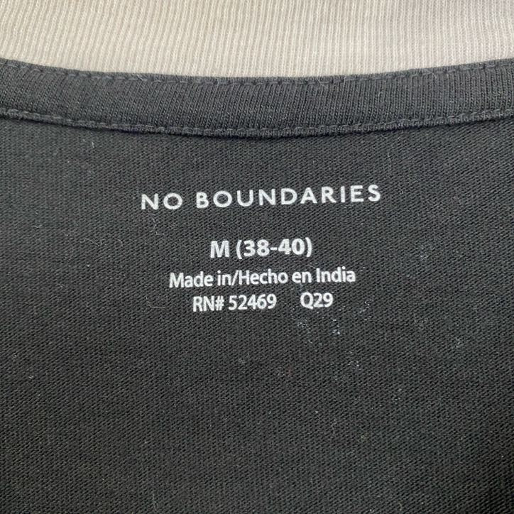 古着 used　NO BOUNDARIES　ノーバウンダリーズ　半袖リンガーTシャツ　黒　ブラック　レトロ　Mサイズ