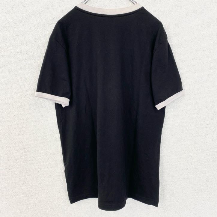 古着 used　NO BOUNDARIES　ノーバウンダリーズ　半袖リンガーTシャツ　黒　ブラック　レトロ　Mサイズ