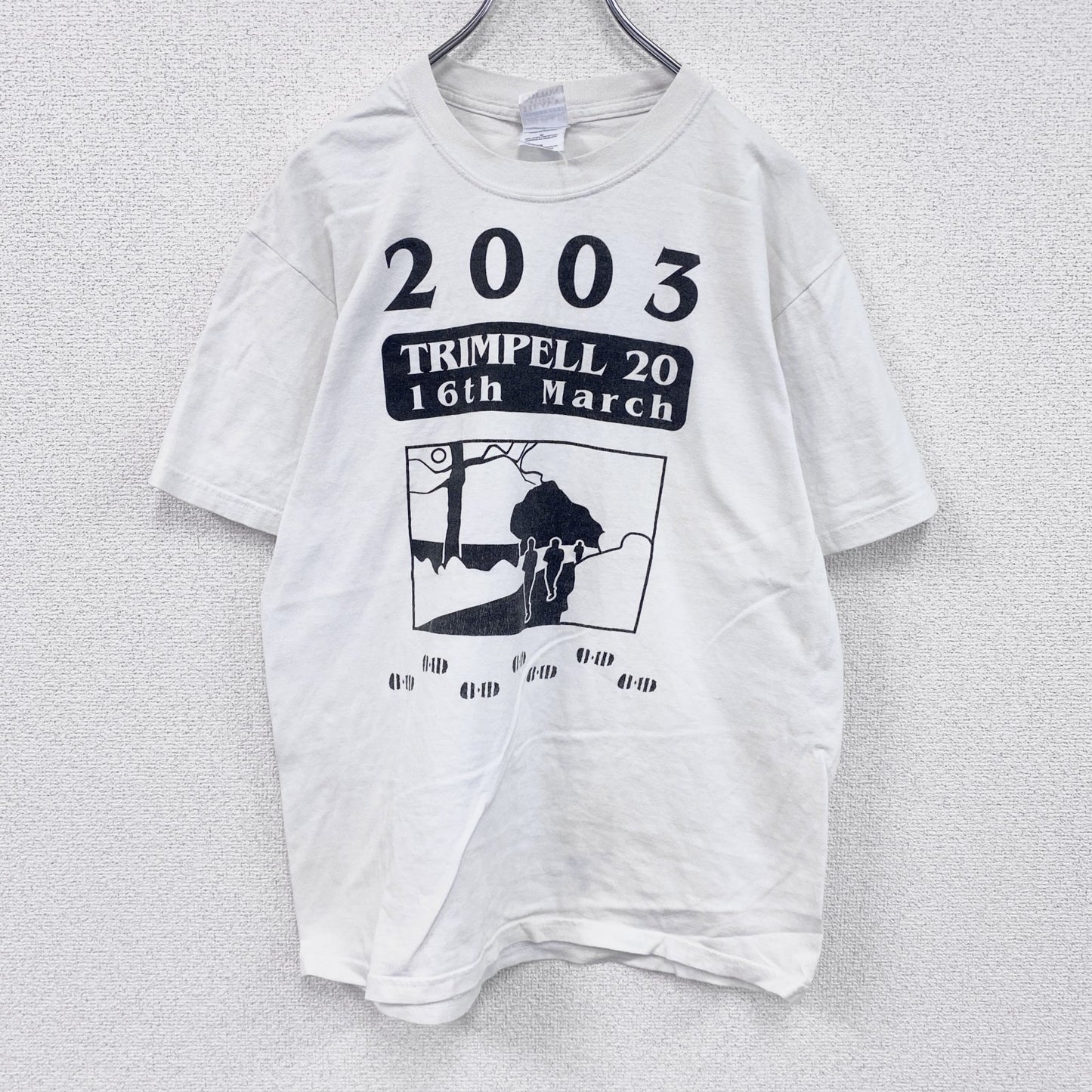 00s　GILDAN　ギルダン　半袖プリントTシャツ　TRIMPELL　ヴィンテージ　白　ホワイト　Mサイズ