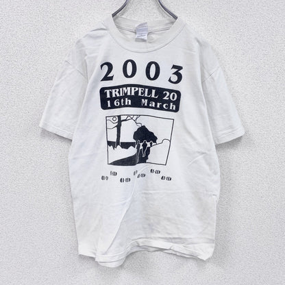 00s　GILDAN　ギルダン　半袖プリントTシャツ　TRIMPELL　ヴィンテージ　白　ホワイト　Mサイズ
