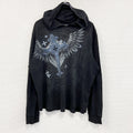 no broundaries　フード付き長袖Tシャツ/ロンT　ロザリオ　黒　ブラック　Lサイズ