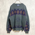 古着 used　70s　PENDLETON ペンドルトン　長袖ノルディック柄ニット　セーター　雪刺繍　ヴィンテージ　Lサイズ