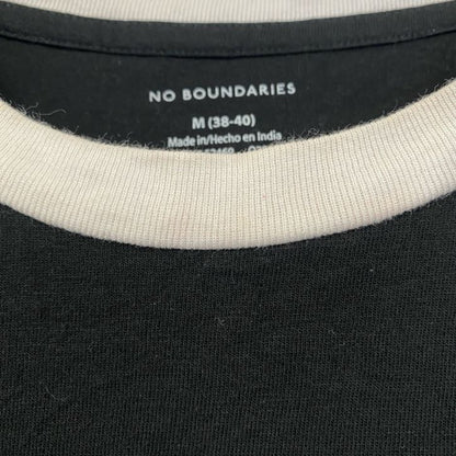 古着 used　NO BOUNDARIES　ノーバウンダリーズ　半袖リンガーTシャツ　黒　ブラック　レトロ　Mサイズ