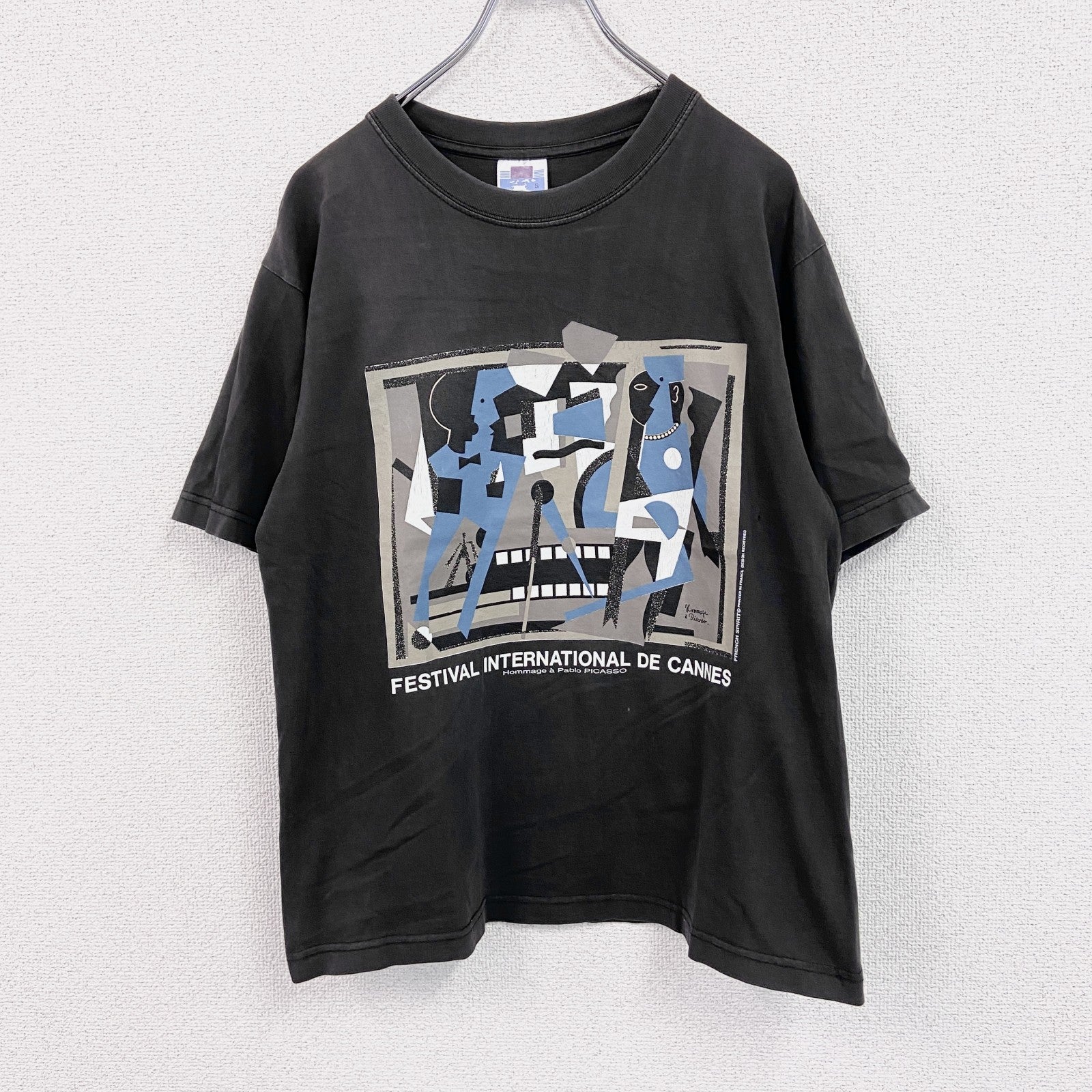 EUROPEENNE DES COTONS　パブロピカソ　アルルカンと首飾りの女　半袖プリントTシャツ　黒　Sサイズ